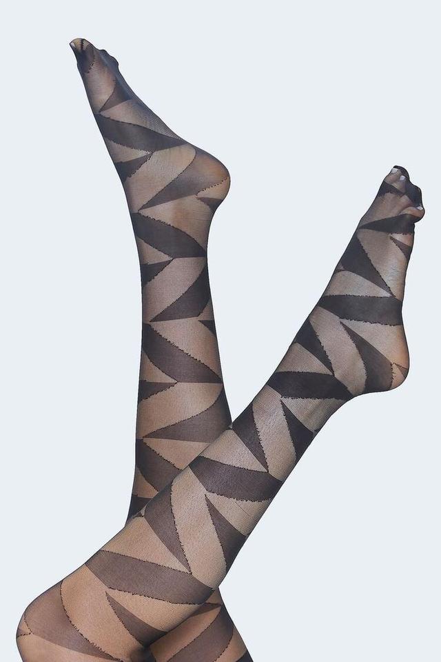 Geo Print Semi-Sheer Tights | Forever 21 Product Image