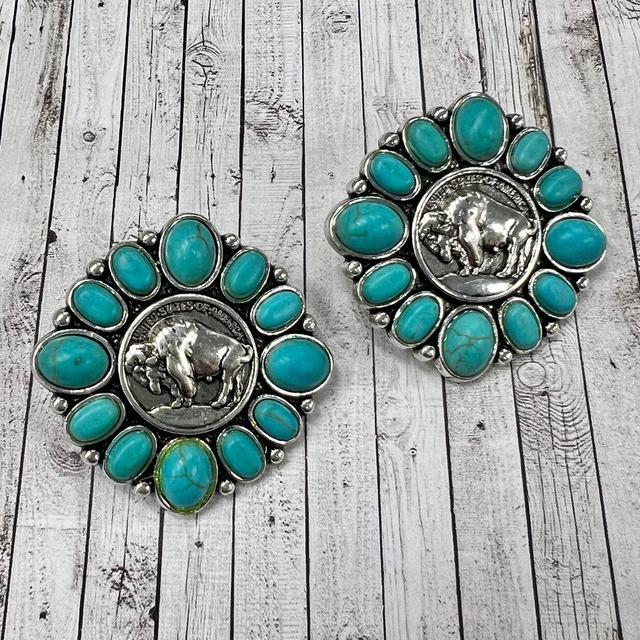 Where The Turquoise Buffalo Roams Earrings Product Image