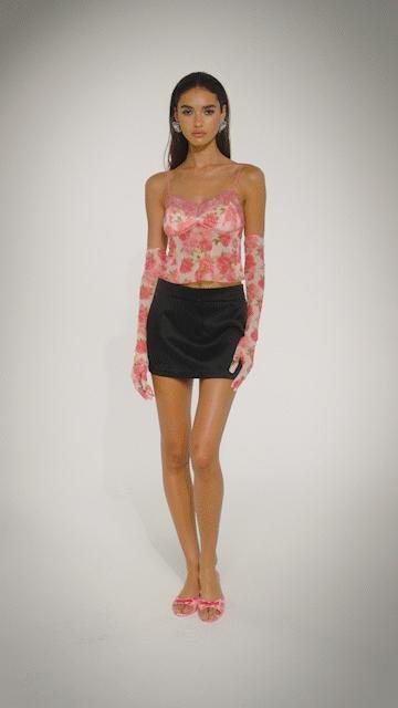 Elle Satin Mini Skirt (Black) (Final Sale) Product Image