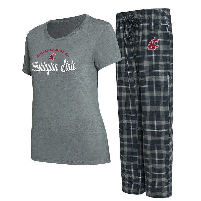 Womens Concepts Sport Charcoal/Gray Washington State Cougars Arctic T-Shirt & Flannel Pants Sleep Set Product Image