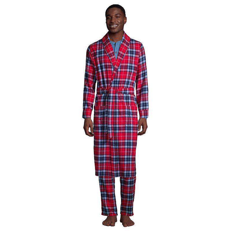 Mens Lands End Flannel Robe Deep Blue Product Image