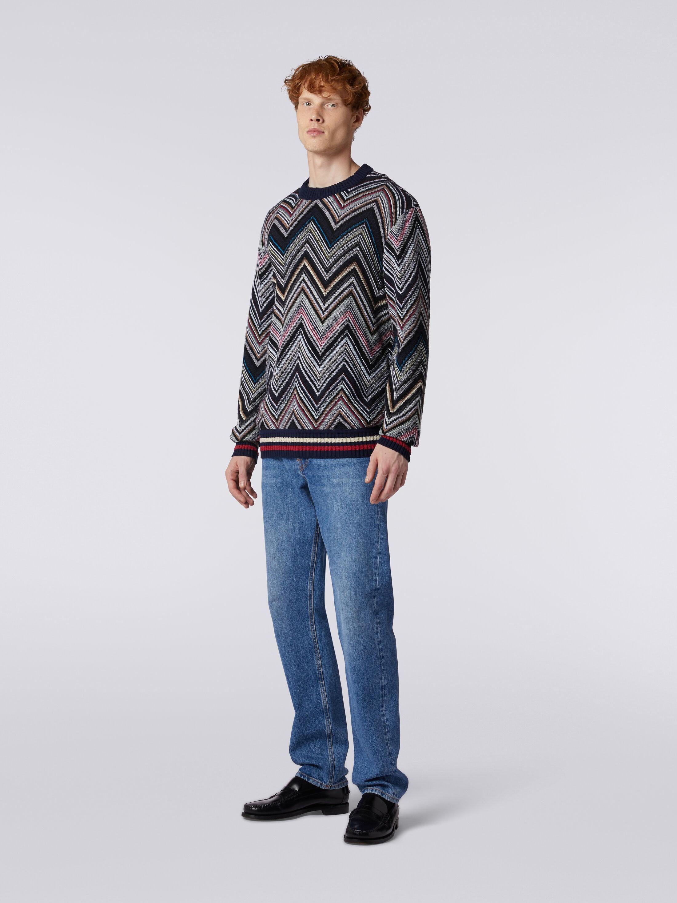 Crew-neck pullover in chevron cotton blend Product Image