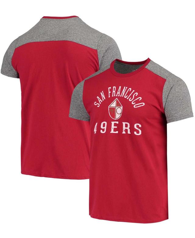 Mens Majestic Threads Scarlet/Heathered Gray San Francisco 49ers Gridiron Classics Field Goal Slub T-Shirt Product Image