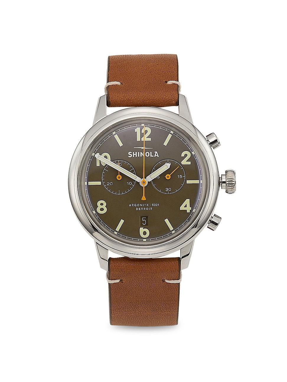 Mens Watch: Traveler 2 Eye Chrono 42Mm, British Tan Leather Strap Product Image