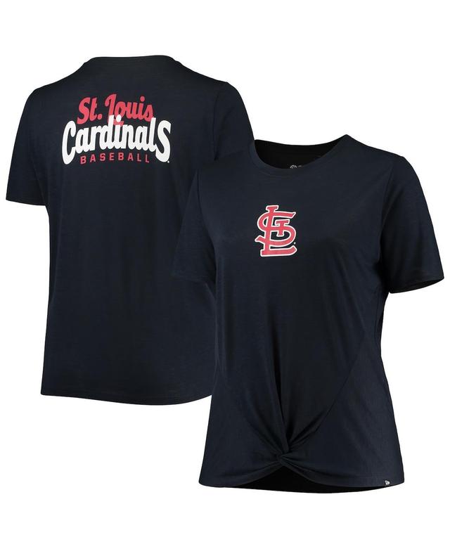 Womens New Era Navy St. Louis Cardinals Plus Size 2-Hit Front Knot T-shirt Product Image