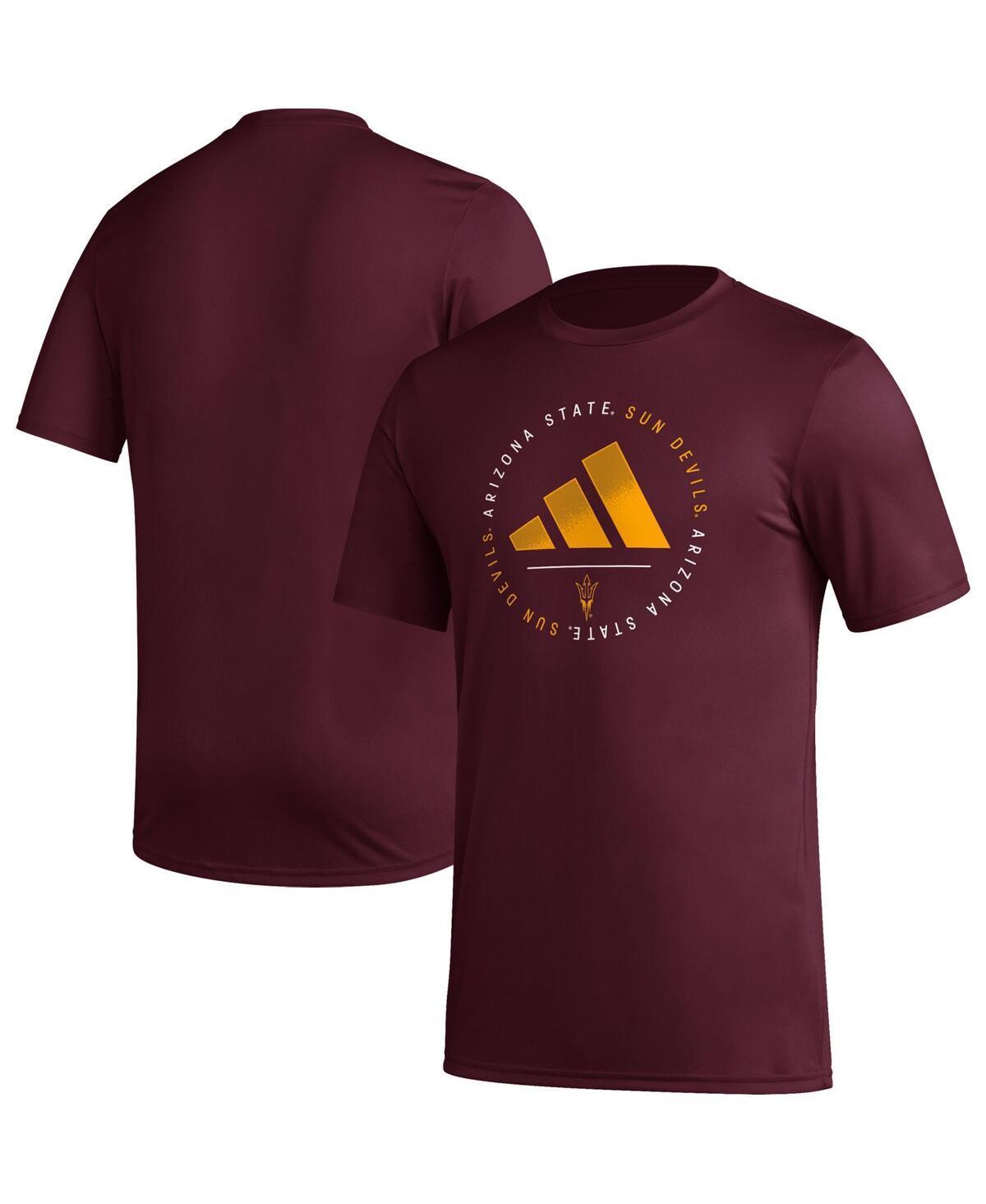 Mens adidas Maroon Arizona State Sun Devils Stripe Up Aeroready Pregame T-shirt Product Image