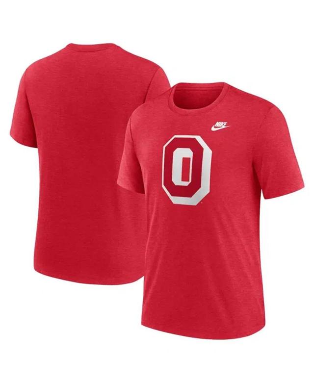 NIKE Men's Heather Scarlet Ohio State Buckeyes Blitz Evergreen Legacy Primary Tri-blend T-shirt Product Image