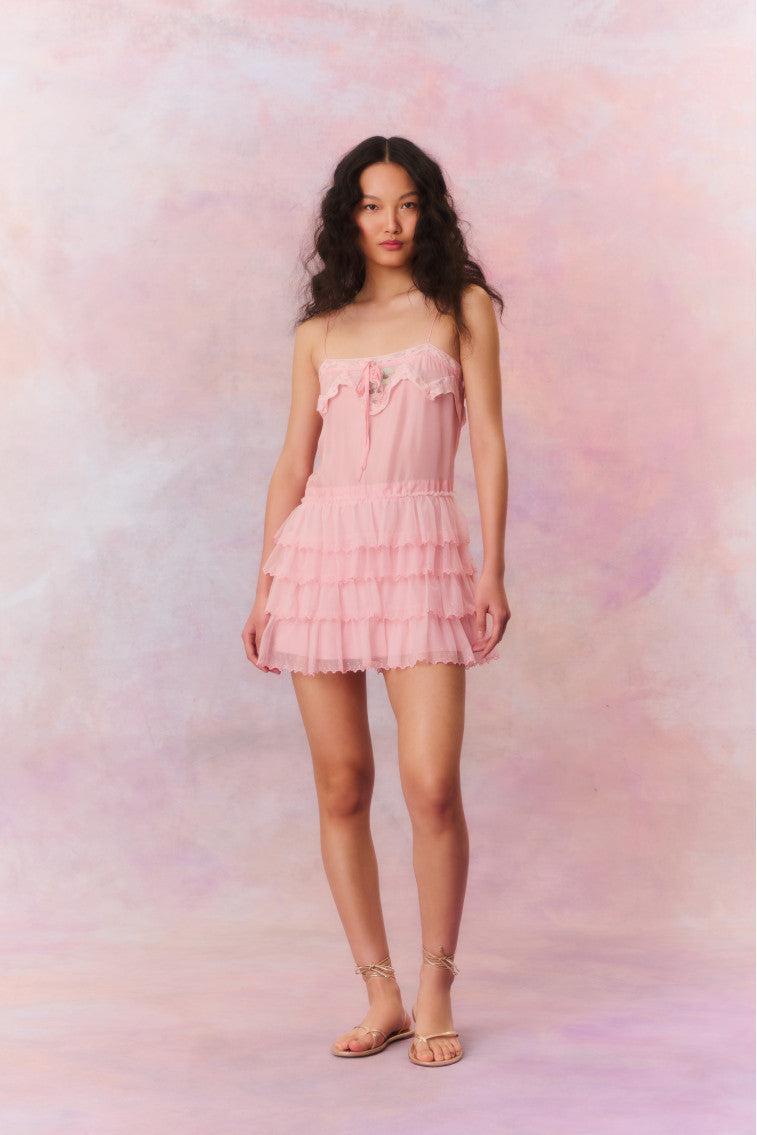 Myrna Ruffle Lace Mini Dress Product Image