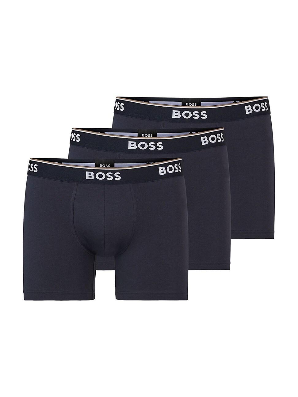 Mens Three-Pack Of Stretch-Cotton Boxer Briefs With Logos Product Image