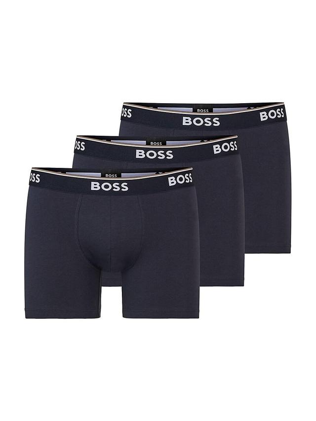 Mens Three-Pack Of Stretch-Cotton Boxer Briefs With Logos Product Image