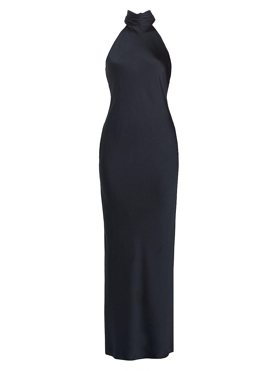 Womens Tatiana High-Neck Satin Gown Product Image