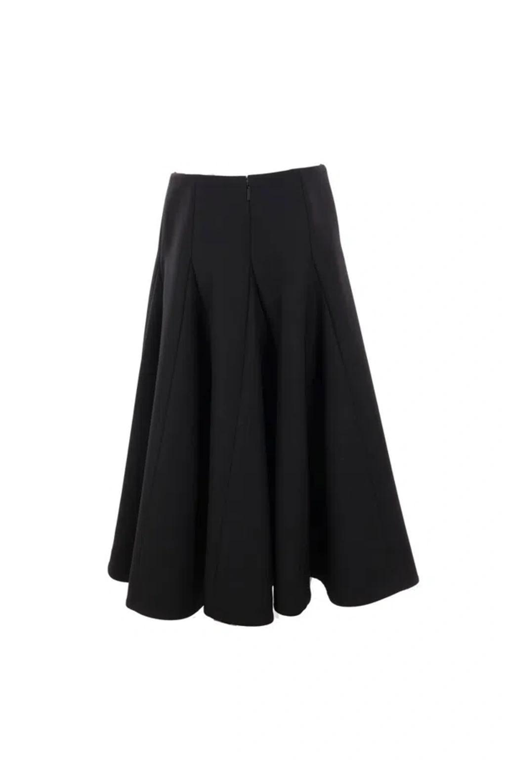 VALENTINO Silk Flounced Midi Skirt In Black Product Image