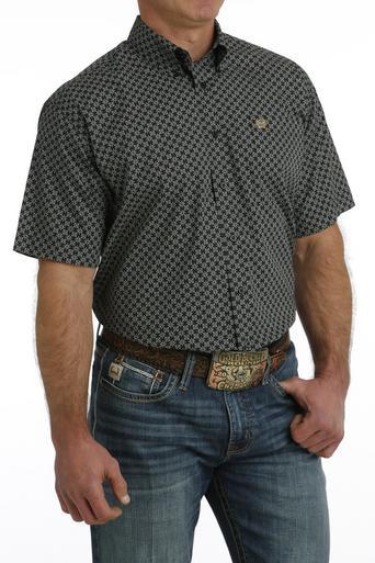 Cinch® Men's S/S Black/Khaki Geo Print Button Shirt Product Image