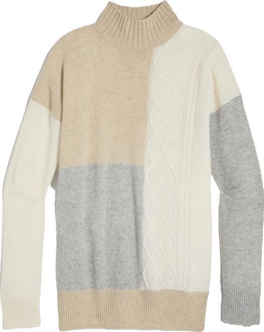 Cashmere Patchwork Mockneck Sweater Product Image