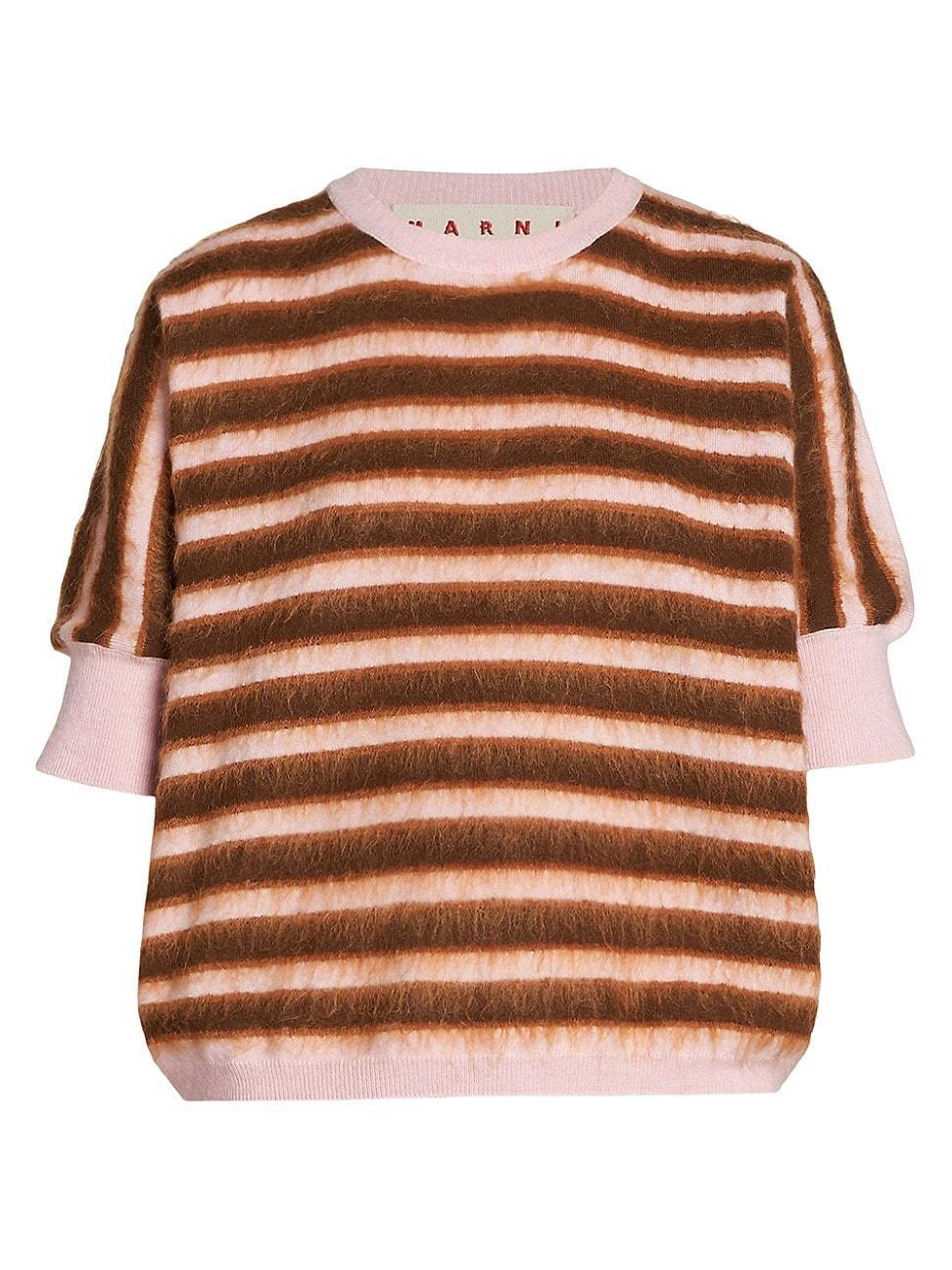 Womens Stripe Textured Wool Sweater Product Image