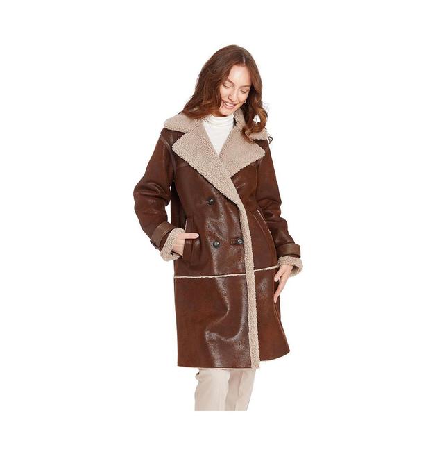 Frye Womens Kimmy Long Faux Shearling Coat Product Image