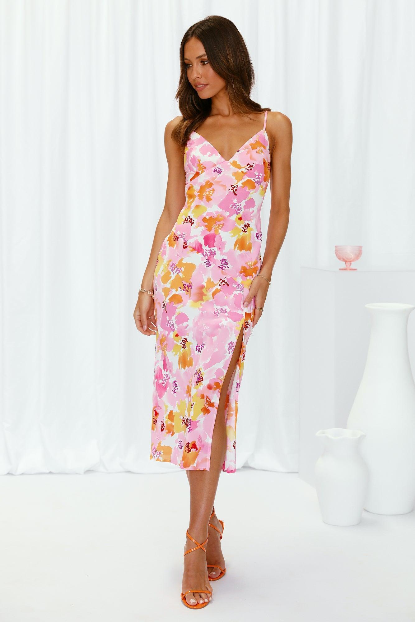 Swipe Midi Dress Pink Product Image