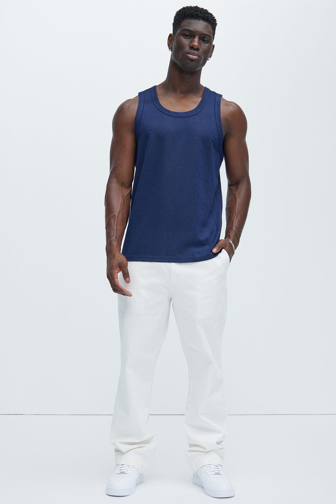 Henrik Textured Tank - Navy Product Image