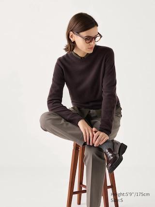 Womens Cashmere Sweater Dark Brown Medium UNIQLO US Product Image