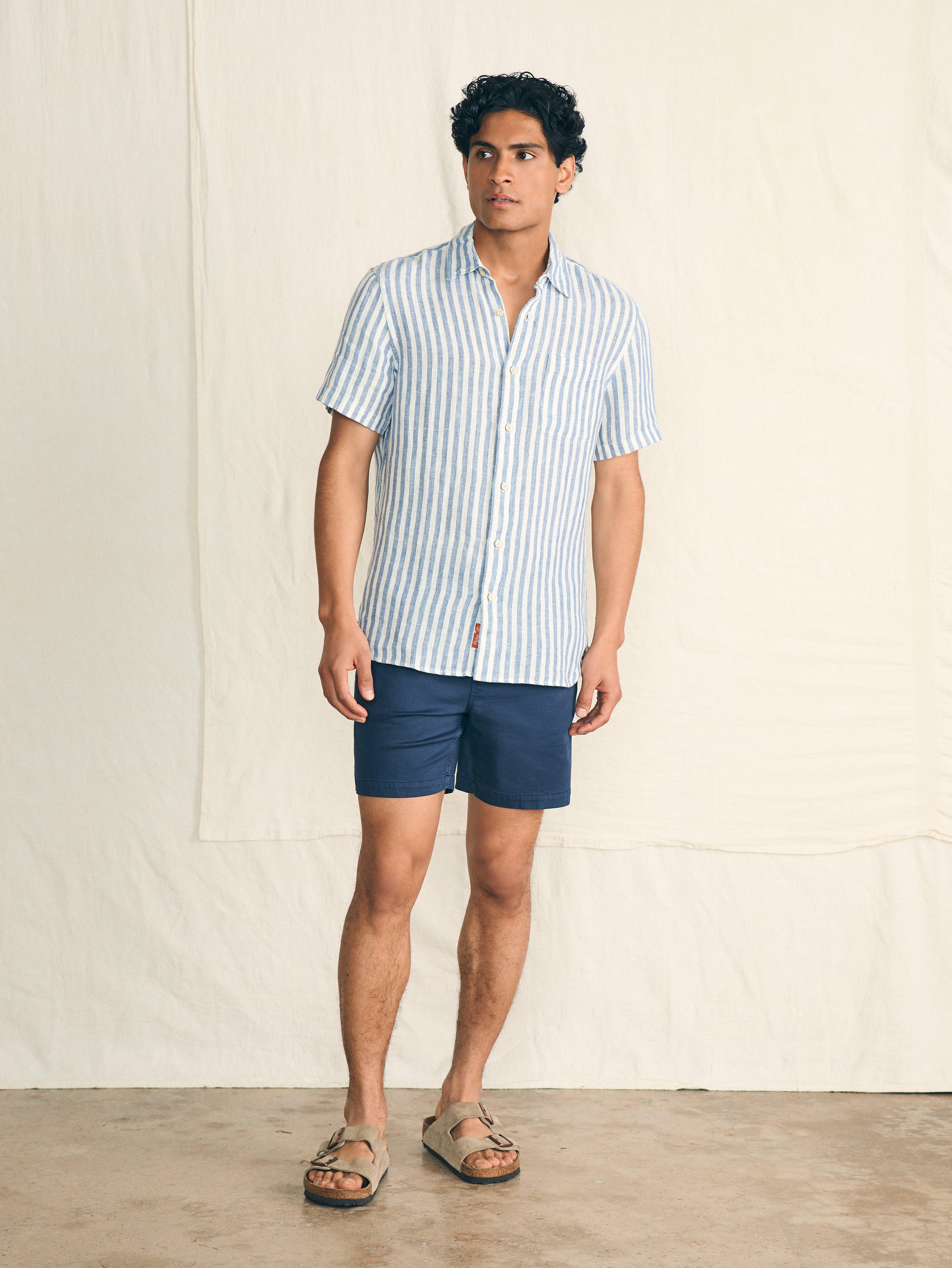 Short-Sleeve Palma Linen Shirt - Horizon Ivory Stripe Male Product Image