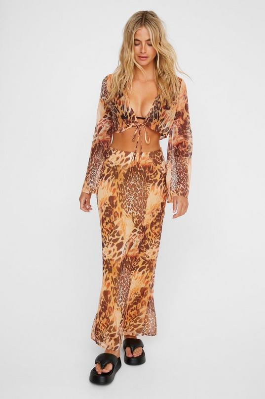 Sheer Leopard Maxi Skirt Product Image