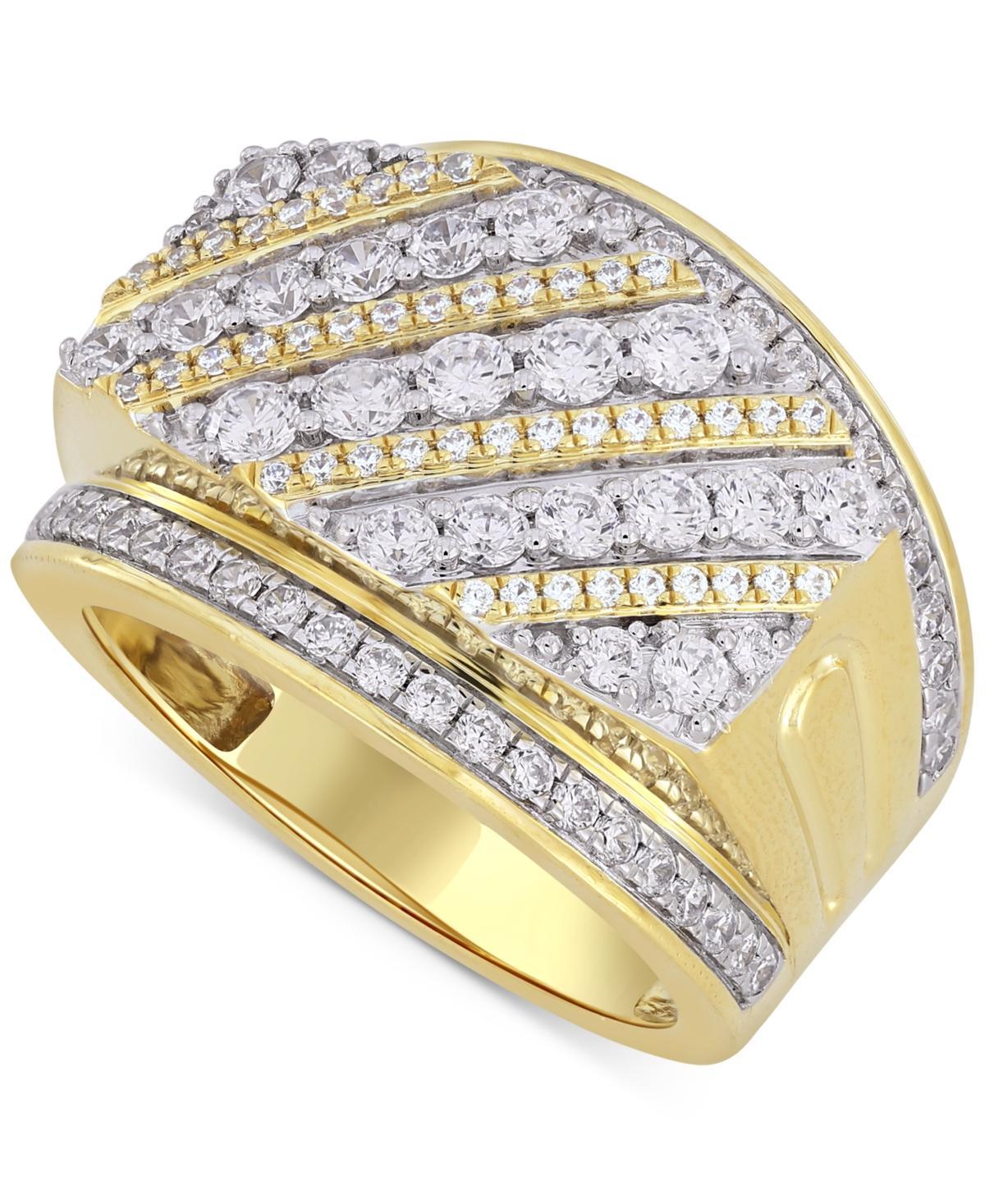 Mens Diamond Diagonal Cluster Two-Level Statement Ring (2 ct. t.w.) in 10k Gold Product Image