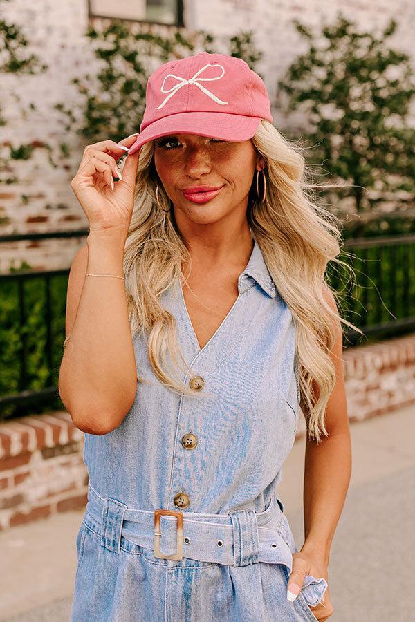 Put A Bow On It Embroidered Baseball Cap in Rose Product Image