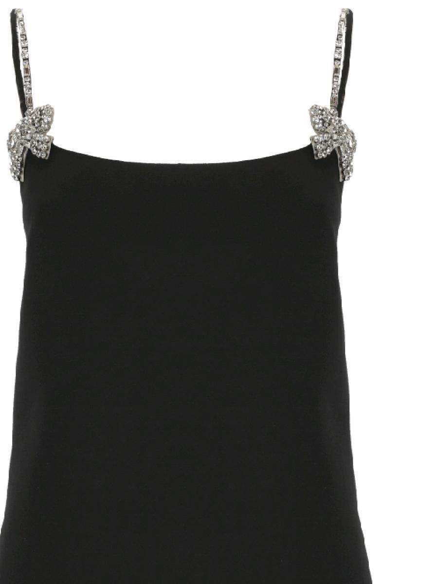 VALENTINO Bow-detail Crystal-embellished Minidress In Black Product Image