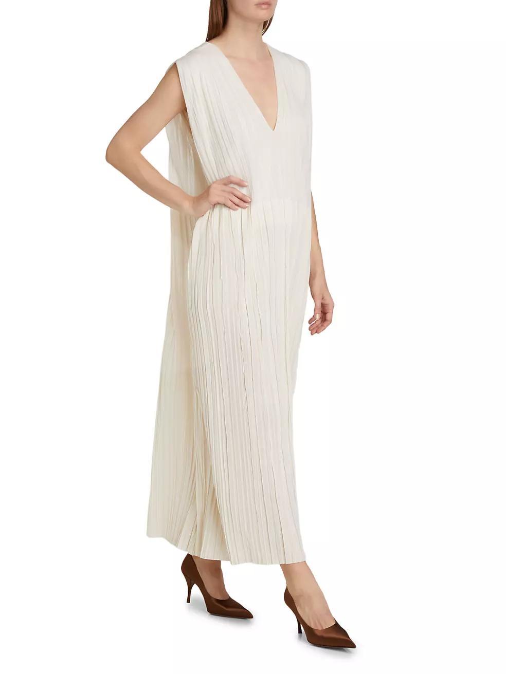 Silk Pleated Maxi-Dress Product Image