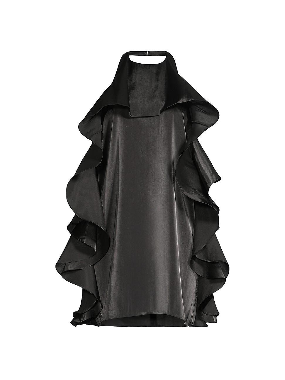 Womens Ruffle Shiny Chiffon Halter Minidress Product Image