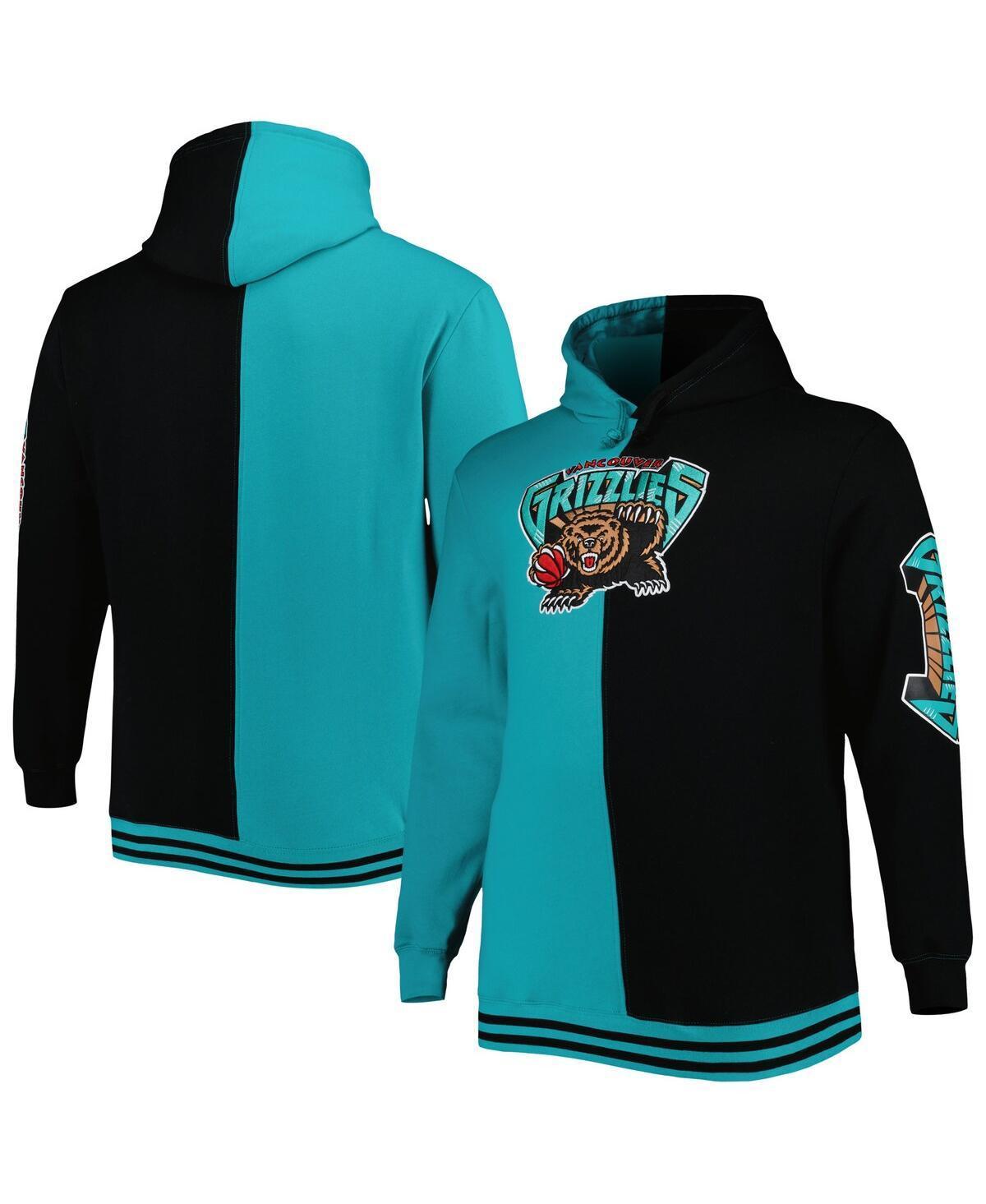 Mens Mitchell & Ness Teal/Black Memphis Grizzlies Big & Tall Hardwood Classics Split Pullover Hoodie Product Image