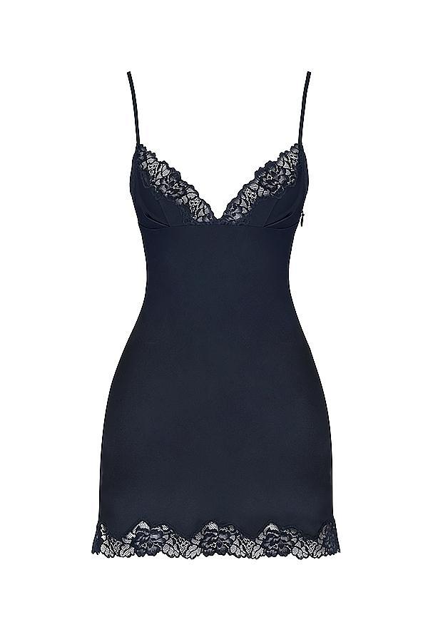 Soraya Navy Satin Slip Dress Product Image