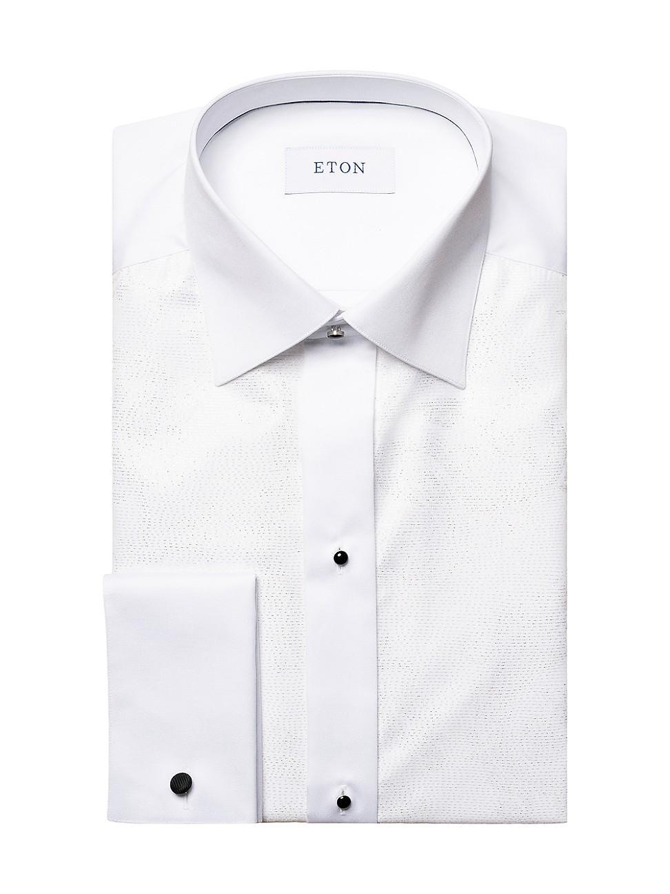 Mens Slim-Fit Striped Glitter Bib Front Formal Shirt Product Image