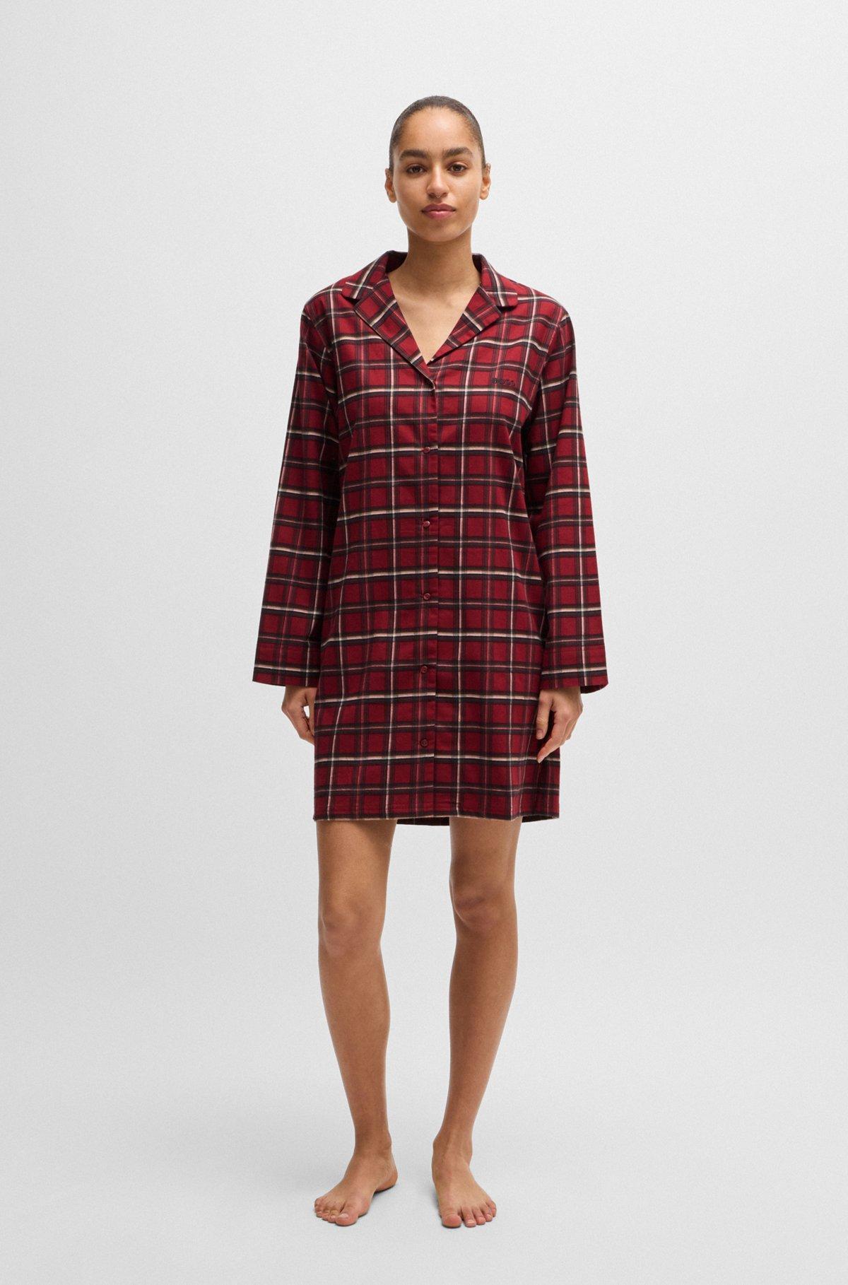 Checked flannel night shirt in stretch cotton Product Image