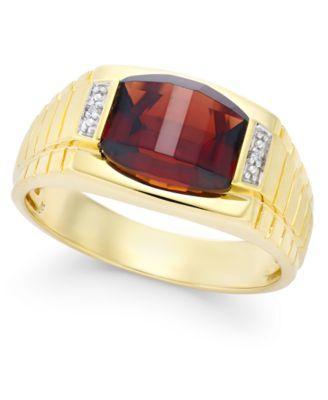 Mens Garnet (4-1/3 ct. t.w.) and Diamond Accent Ring in 10k Gold Product Image