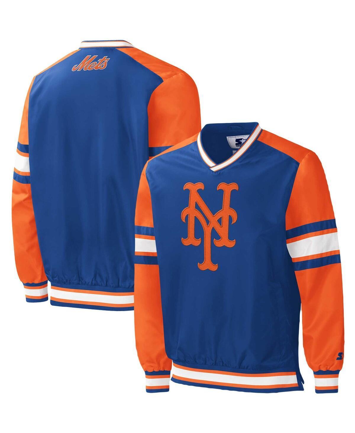 Mens Starter Royal New York Mets Yardline V-Neck Pullover Windbreaker Product Image