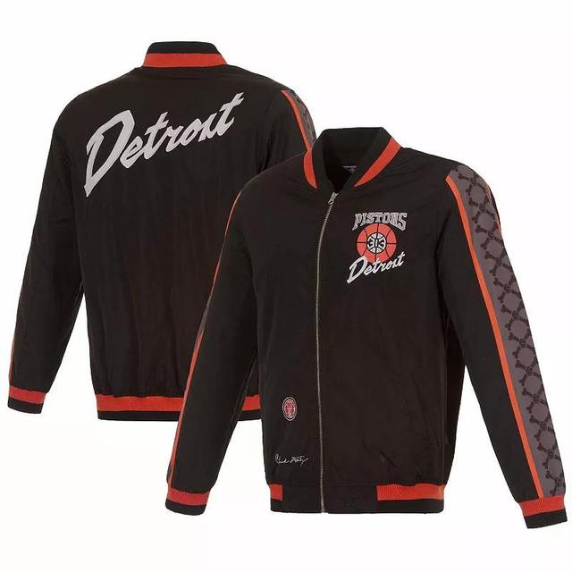 Mens JH Design Black Detroit Pistons 2023/24 City Edition Nylon Full-Zip Bomber Jacket Product Image