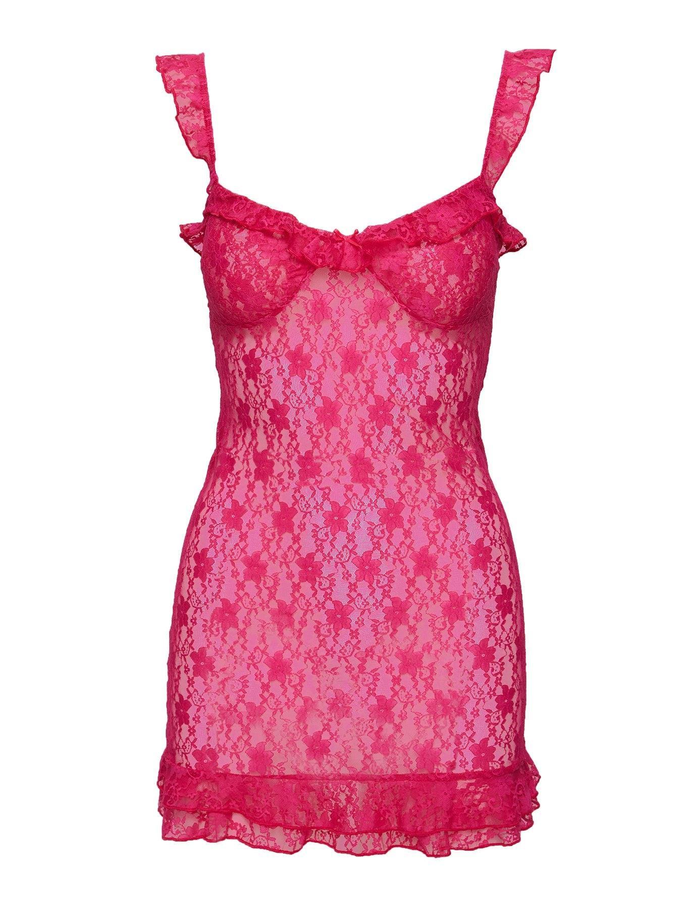 Channing Lace Mini Dress Pink Product Image