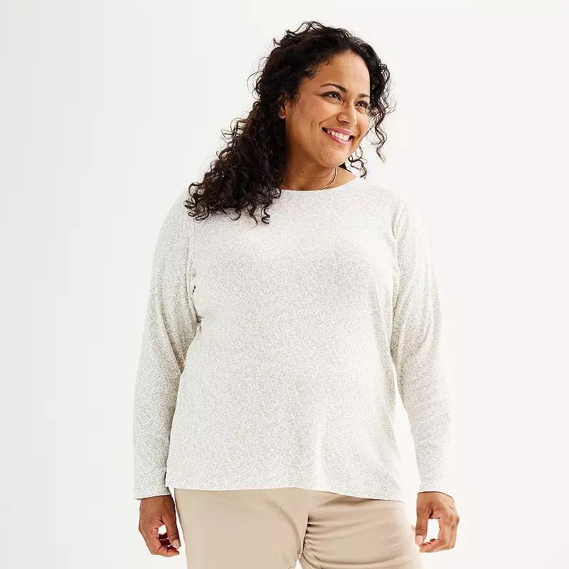 Plus Size Croft & Barrow Essential Crewneck Long Sleeve Tee, Womens Product Image