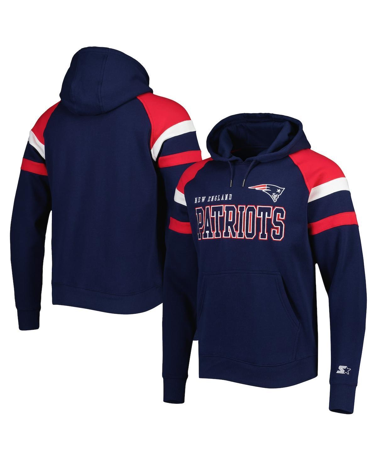 Mens Starter Navy New England Patriots Draft Fleece Raglan Pullover Hoodie Product Image