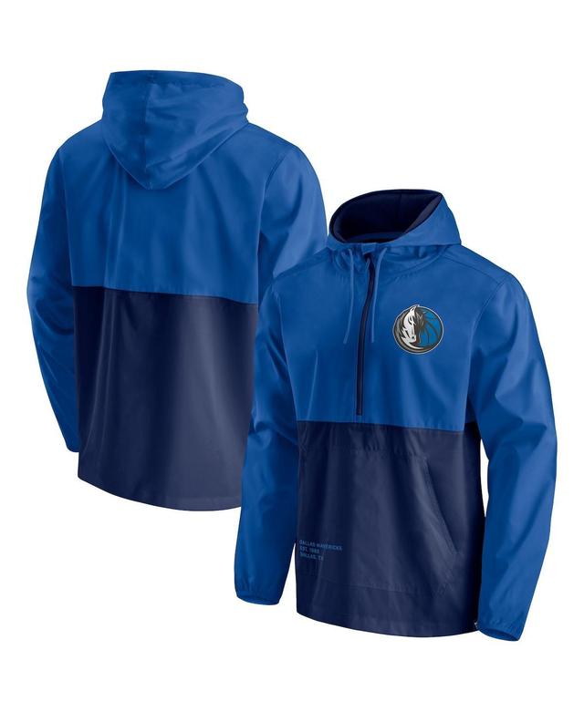 Mens Fanatics Branded /Navy Dallas Mavericks Anorak Block Party Windbreaker Half-Zip Hoodie Jacket Product Image