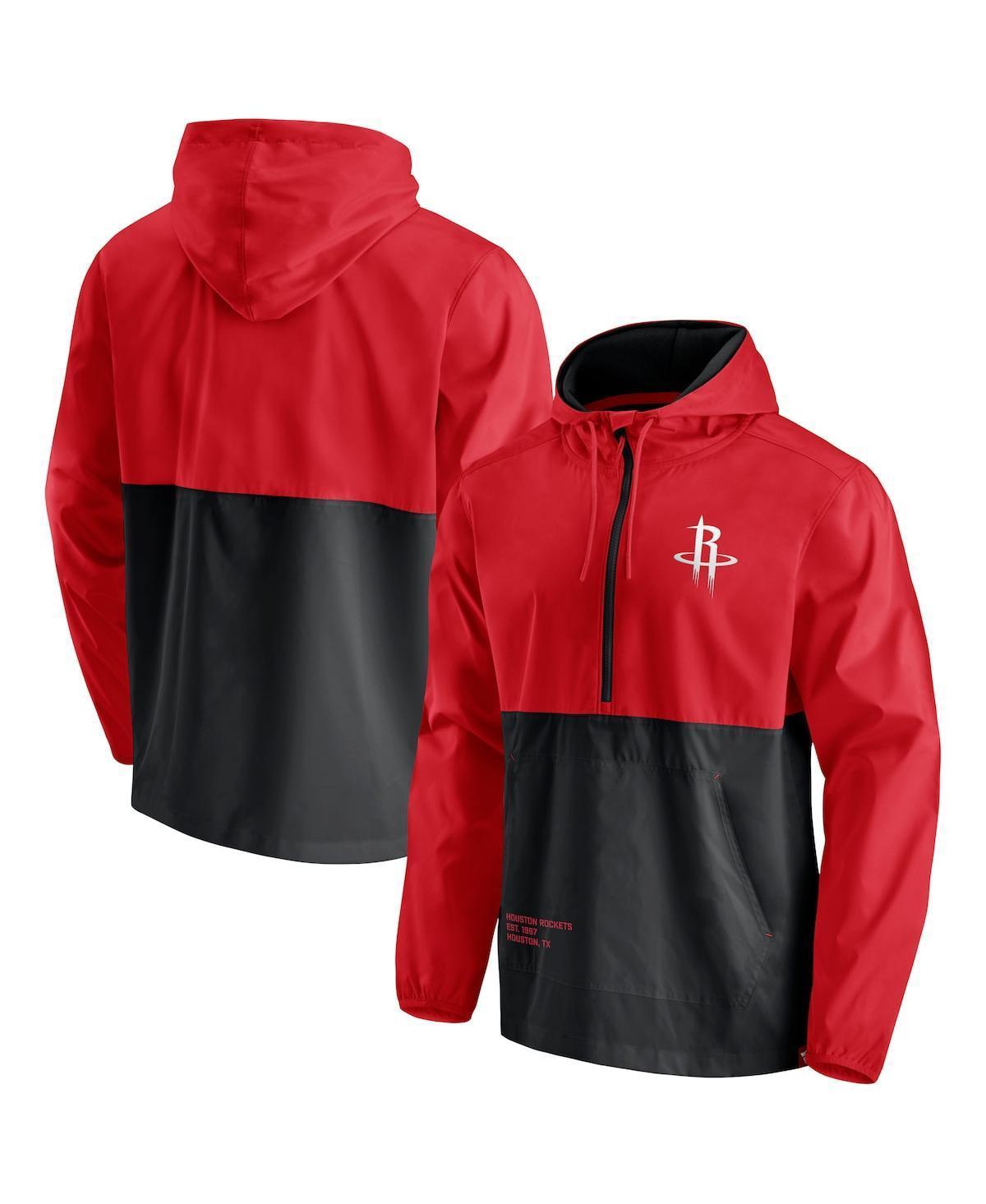 Mens Fanatics Branded /Black Houston Rockets Anorak Block Party Windbreaker Half-Zip Hoodie Jacket Product Image