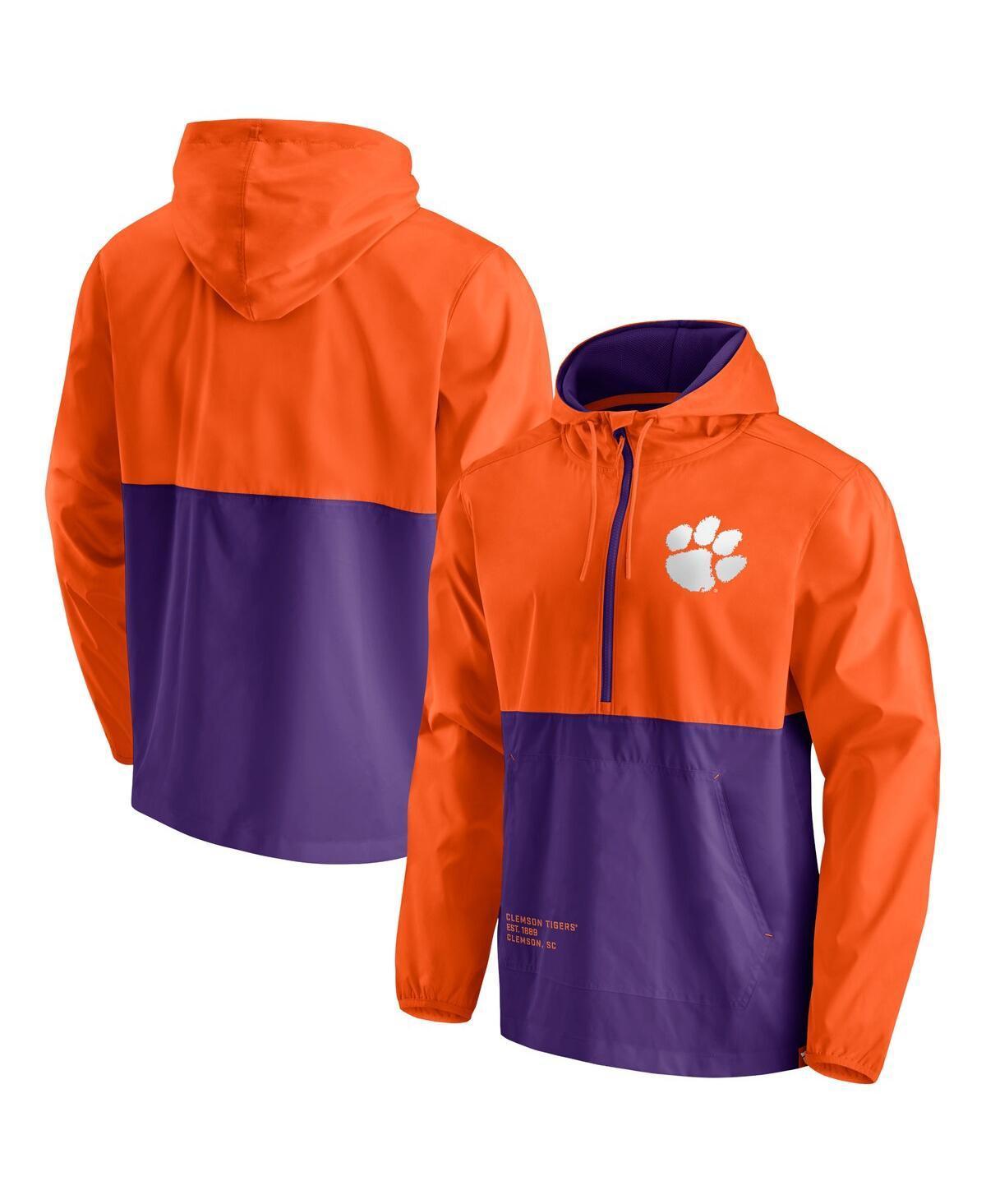 Mens Orange, Purple Clemson Tigers Thrill Seeker Half-Zip Hoodie Anorak Jacket Product Image