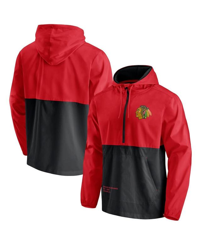 Mens Fanatics Branded /Black Chicago Blackhawks Thrill Seeker Anorak Half-Zip Jacket Product Image