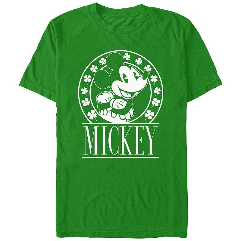 Disneys Mickey Mouse Lucky Stamp Mens Graphic Tee Kelly Grey Product Image