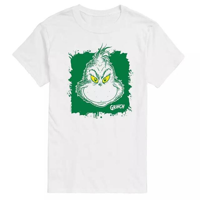 Mens Dr. Seuss Grinch Face Paint Splatter Graphic Tee Product Image