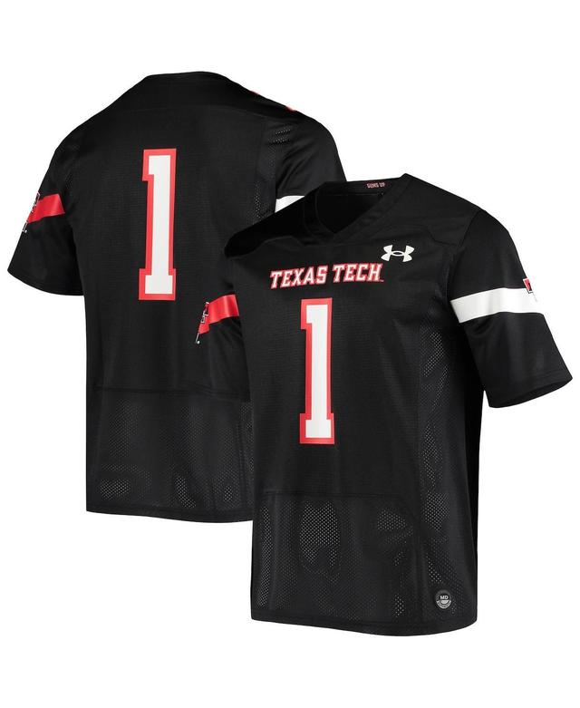 Under Armour Mens #1 Texas Tech Red Raiders Logo Replica Football Jersey - Black Product Image