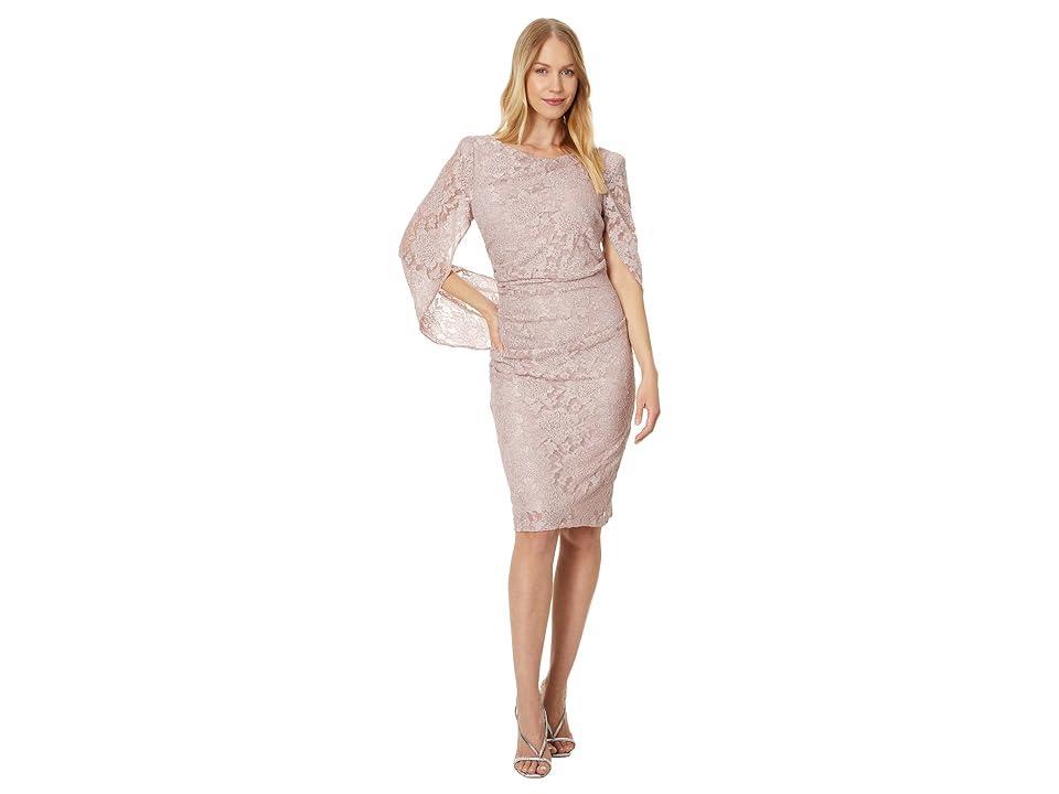 Betsy & Adam Short Lace Overylay Back (Rose) Women's Dress Product Image