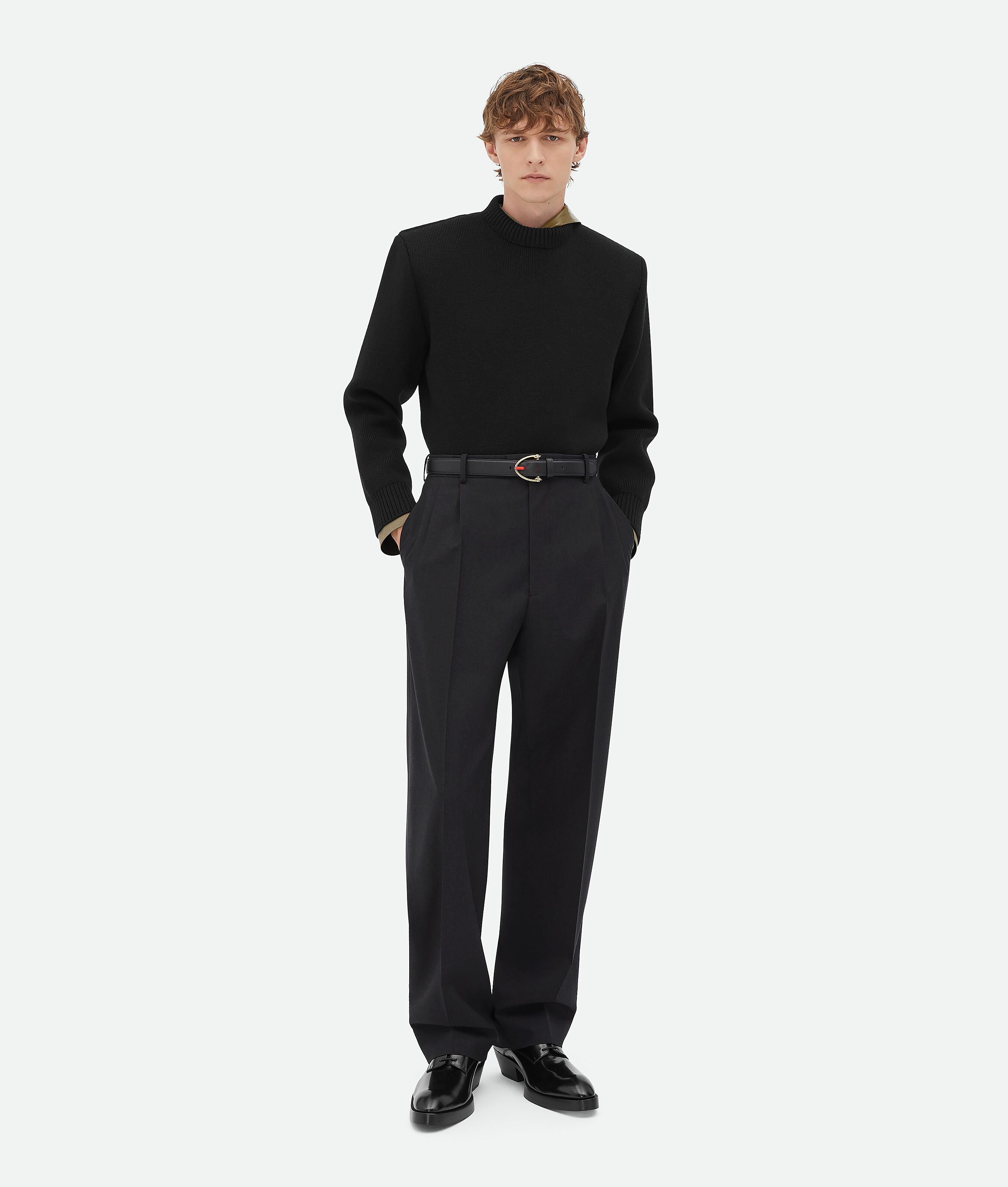 Men's Classic Wool Tailored Jumper in Black Product Image