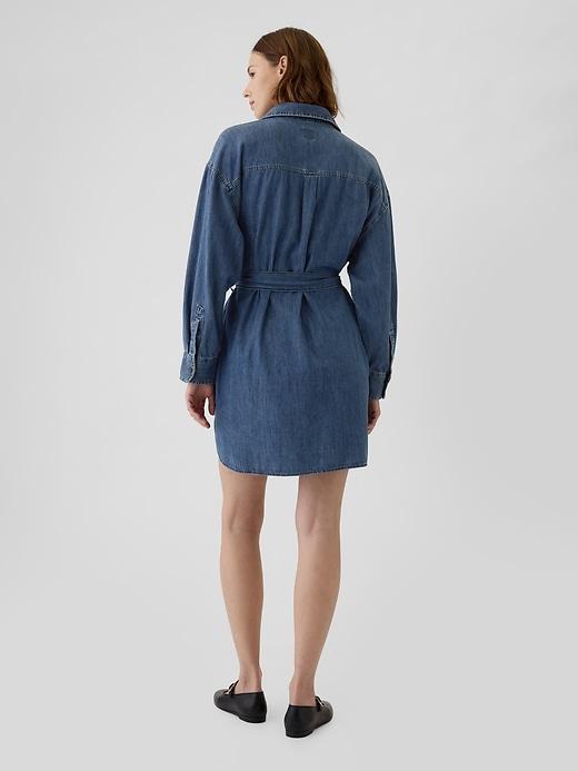 Belted Denim Mini Shirtdress Product Image